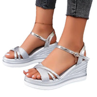Metallic Wedge Sandals — alternate product view 5