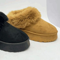 WILD DIVA Faux-Fur Platform Slip On Booties