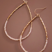 Gold and glass bead hollow drop earrings