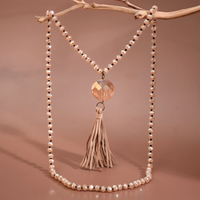Crystal Beaded Tassel Necklace