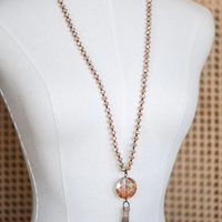 Crystal Beaded Tassel Necklace
