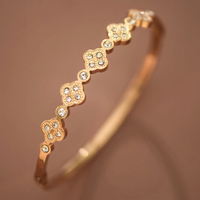 Crystal Clover Gold Bangle