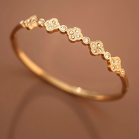 Crystal Clover Gold Bangle