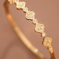 Crystal Clover Gold Bangle