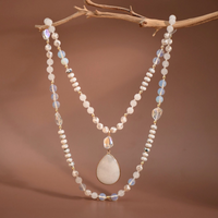 Stone pendant necklace shown on model