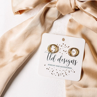 Double Up gold and rhinestone stud earrings