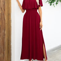 Off-Shoulder Slit Maxi Dress