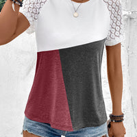 Color Block Raglan Sleeve Round Neck Tee
