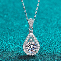 2 Carat Moissanite Teardrop Pendant 925 Sterling Silver Necklace