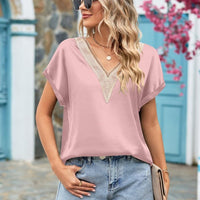 V-Neck Cuffed Blouse