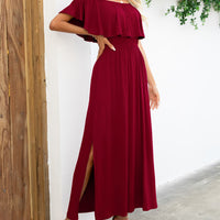 Off-Shoulder Slit Maxi Dress