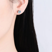 1 Carat Moissanite Rhodium-Plated Stud Earrings