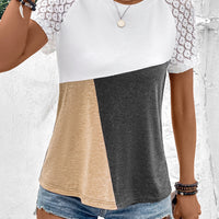 Color Block Raglan Sleeve Round Neck Tee