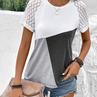 Color Block Raglan Sleeve Round Neck Tee
