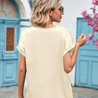 V-Neck Cuffed Blouse