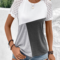 Color Block Raglan Sleeve Round Neck Tee