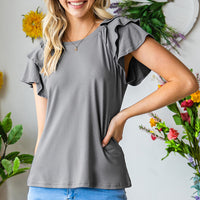 Layered Flutter Sleeve Round Neck Top