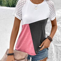 Color Block Raglan Sleeve Round Neck Tee