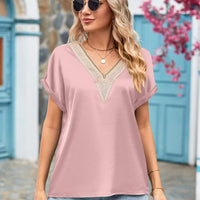 V-Neck Cuffed Blouse