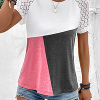 Color Block Raglan Sleeve Round Neck Tee