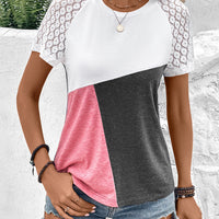 Color Block Raglan Sleeve Round Neck Tee