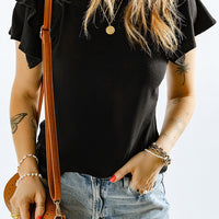 Layered Flutter Sleeve Round Neck Top