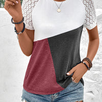 Color Block Raglan Sleeve Round Neck Tee