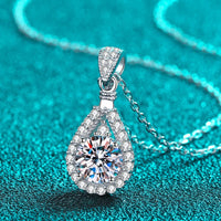 2 Carat Moissanite Teardrop Pendant 925 Sterling Silver Necklace