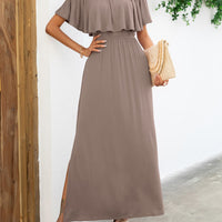 Off-Shoulder Slit Maxi Dress