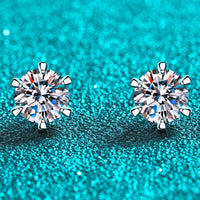 1 Carat Moissanite Rhodium-Plated Stud Earrings