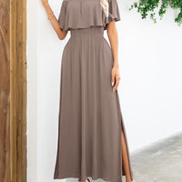 Off-Shoulder Slit Maxi Dress