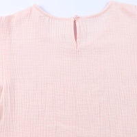 Textured Flutter Sleeve Keyhole Blouse