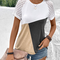 Color Block Raglan Sleeve Round Neck Tee