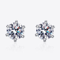 1 Carat Moissanite Rhodium-Plated Stud Earrings