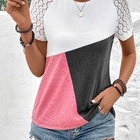 Color Block Raglan Sleeve Round Neck Tee