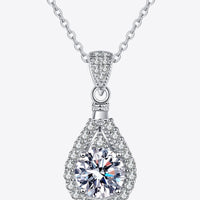 2 Carat Moissanite Teardrop Pendant 925 Sterling Silver Necklace