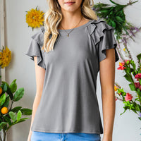 Layered Flutter Sleeve Round Neck Top
