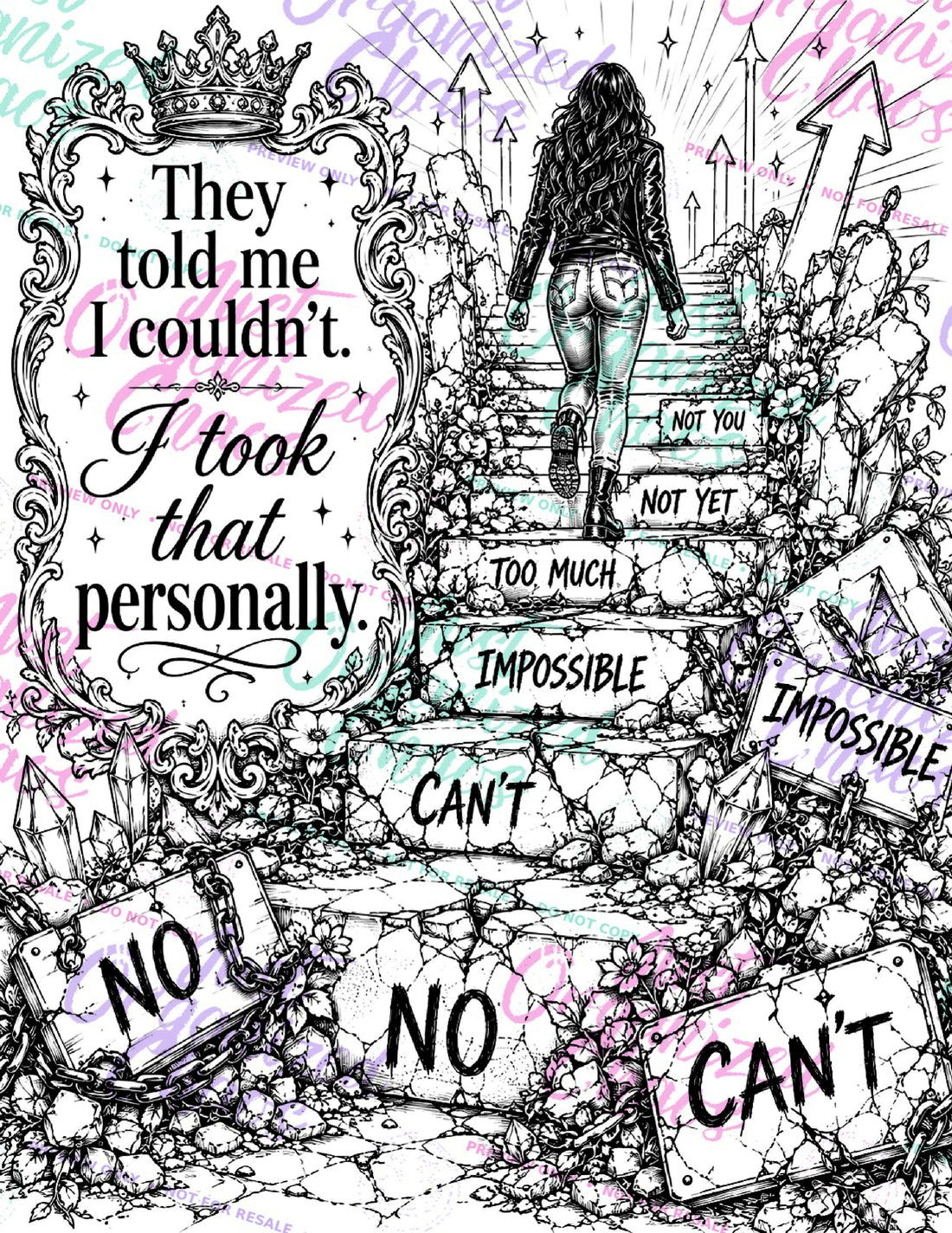 Watermarked sample coloring page from Unapologetically Her