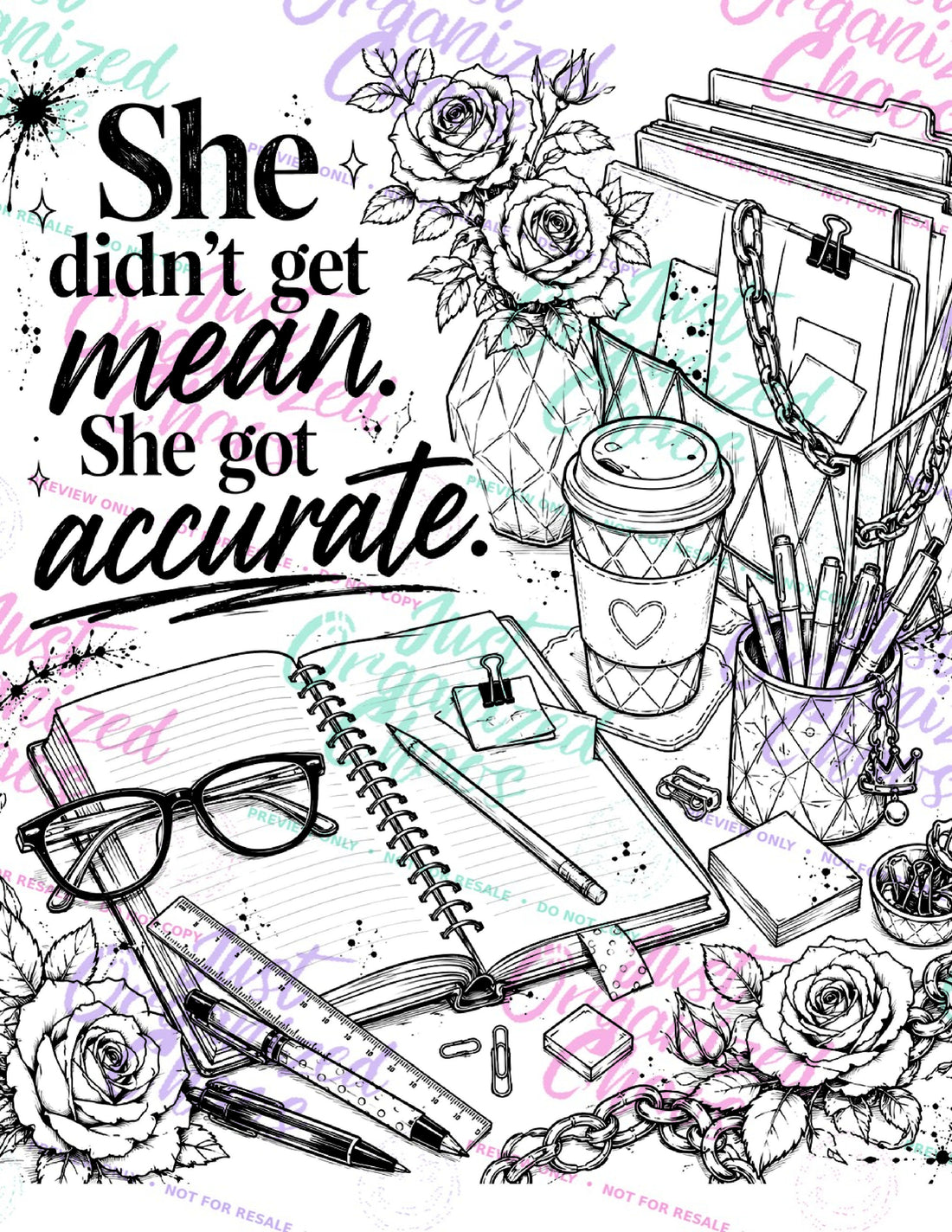 Watermarked sample coloring page from Unapologetically Her