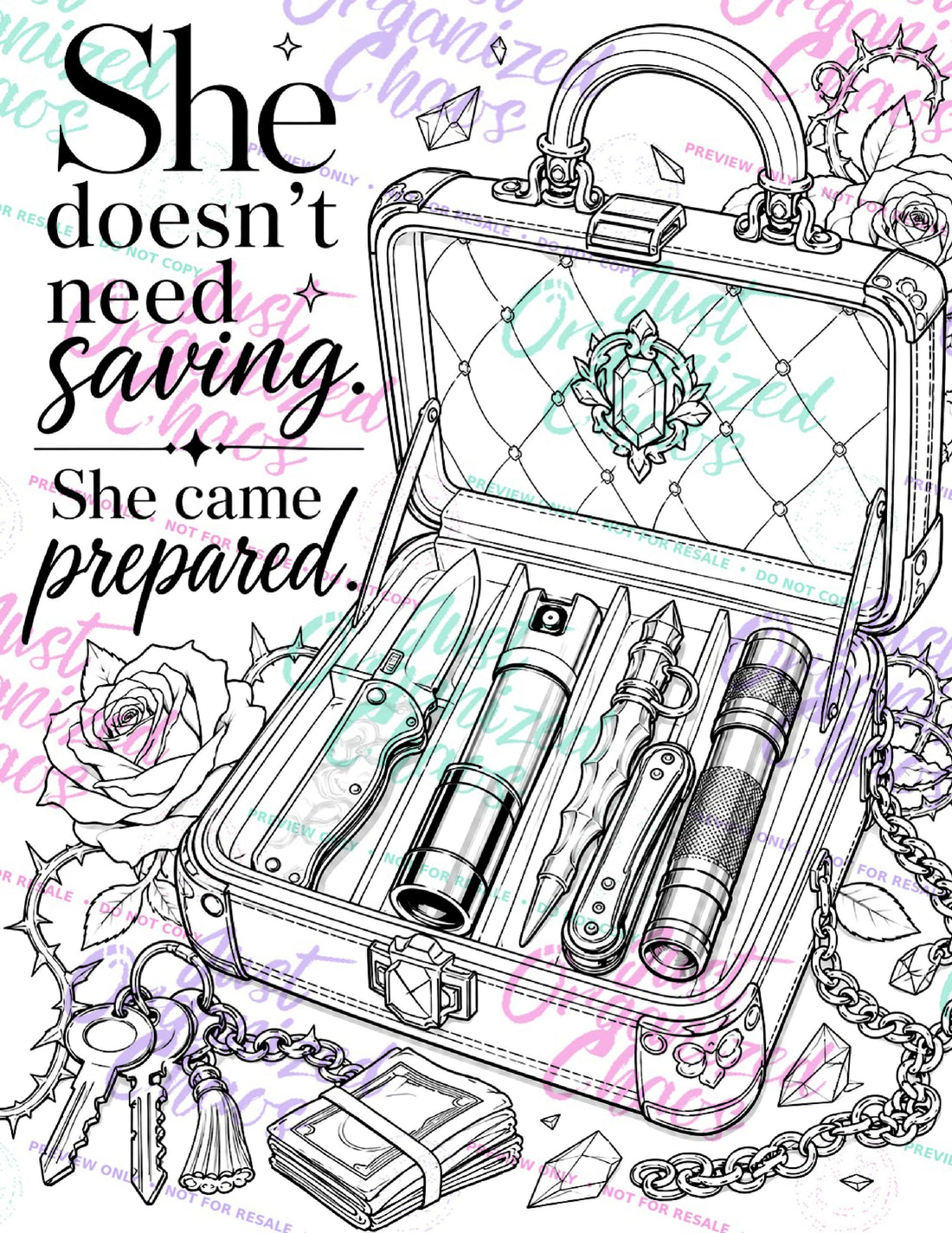Watermarked sample coloring page from Unapologetically Her