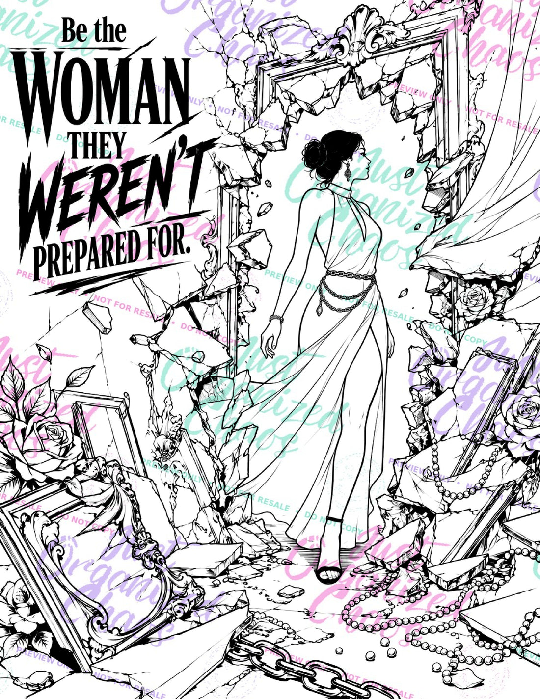 Watermarked sample coloring page from Unapologetically Her