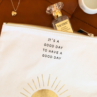 It's a Good Day canvas pouch interior and zipper details