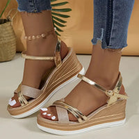 Metallic Wedge Sandals — alternate product view 4