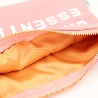 Pretty Girl Essentials pink canvas pouch detail view