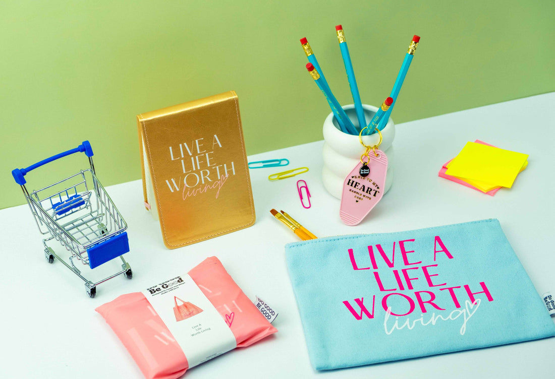Live a Life Worth Living canvas pouch detail view