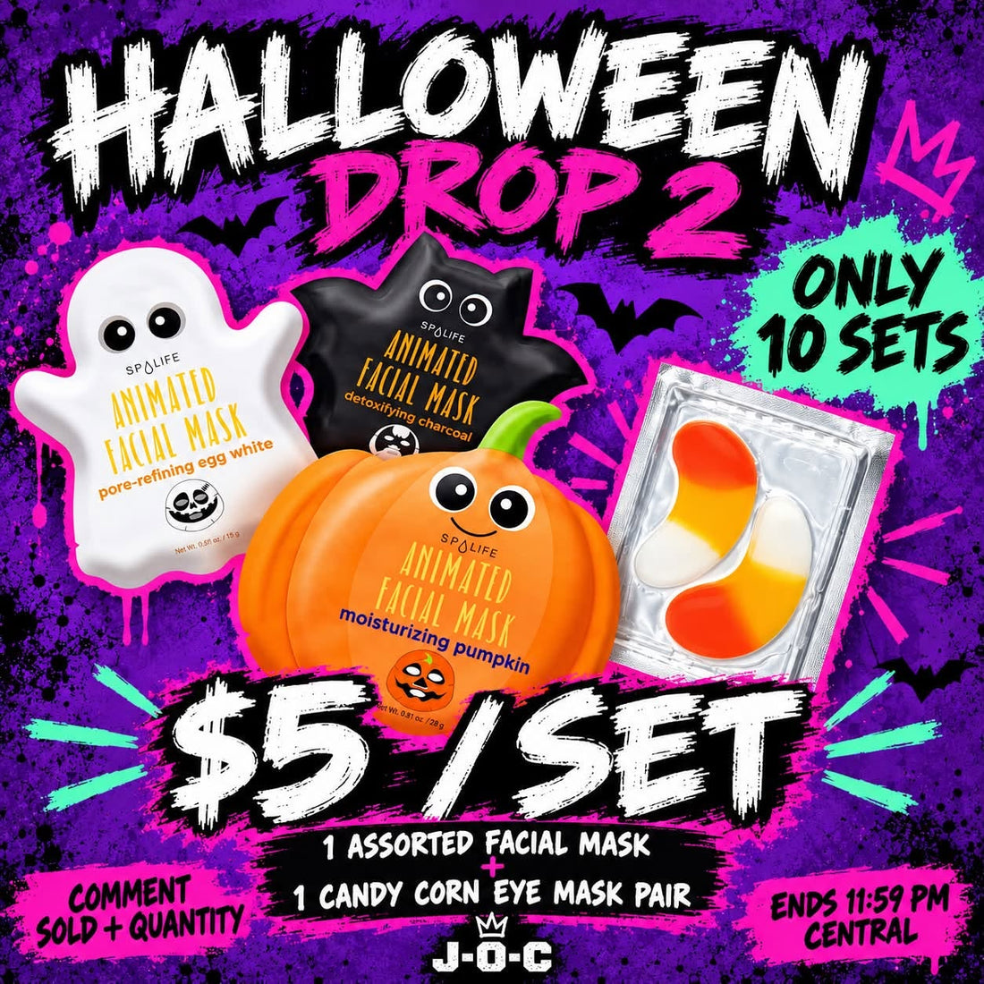 Halloween Face Sheet & Candy Corn Eye Mask Bundle