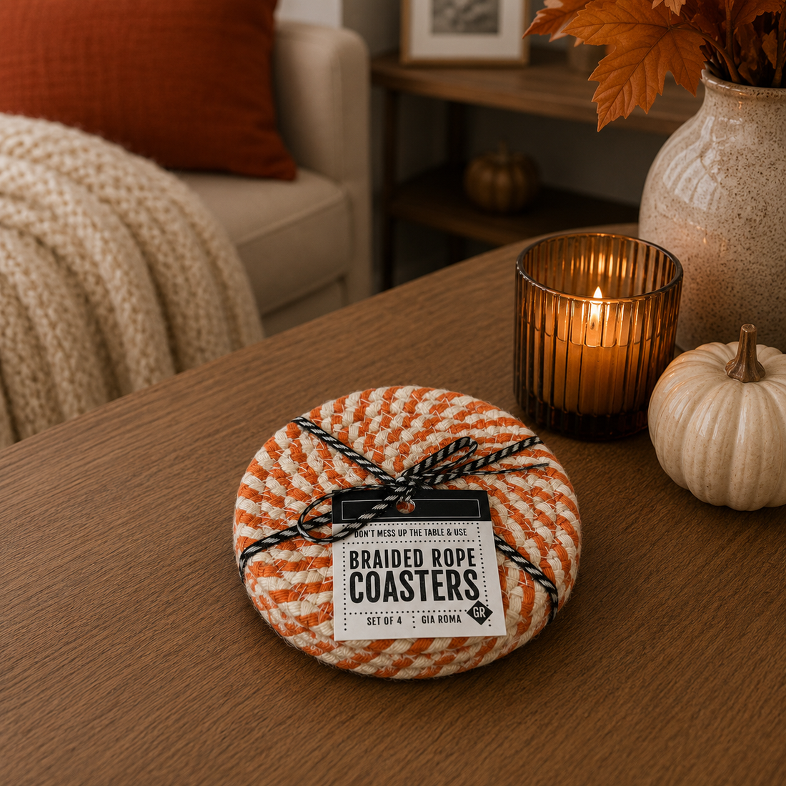 Fall Braided Coaster Set — alternate product view 3