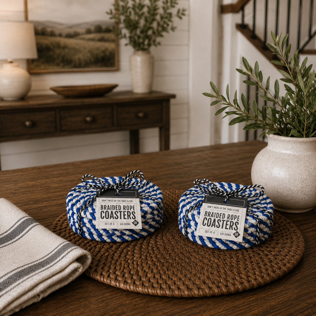 Blue Braided Coasters — alternate product view 2