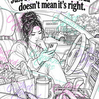 Color Through the Chaos interior 02, black-and-white coloring page with repeating Just Organized Chaos preview-only watermark