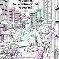 Color Through the Chaos interior 10, black-and-white coloring page with repeating Just Organized Chaos preview-only watermark